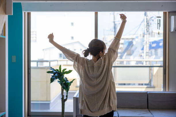 Woman stretching in the morning