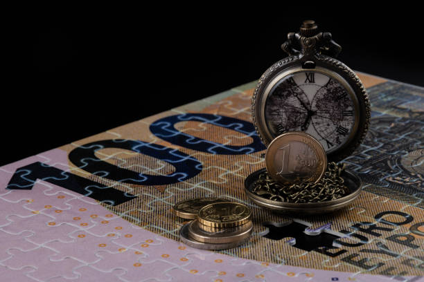 Conceptual plot about the euro currency using a puzzle of 100 euro bills