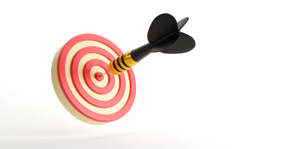 istock 3D rendering of Dart Hitting the center target, performance business concept 1421041137