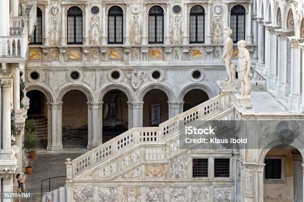 Doges Palace With The Staircase Scala Dei Giganti In Venice Stock Photo - Download Image Now