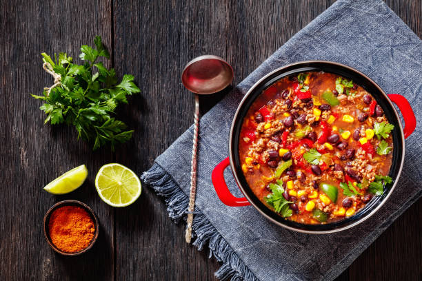 istock taco soup of ground beef, corn, beans and veggies 1421041495