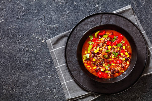 istock taco soup of ground beef, corn, beans and veggies 1421041540