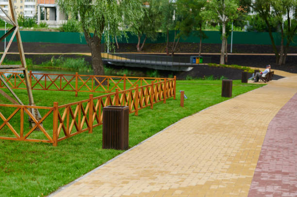 istock Pedestrian sidewalks made of stone in public places 1421042694
