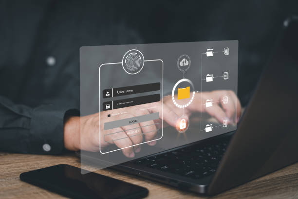 istock Security of the future technology of data storage and cybernetics on the Internet. finger scanning and password allows access to security and identification of big Data businesses and business man 1421048247