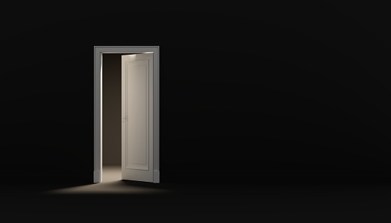 Open white door to the room. 3d render