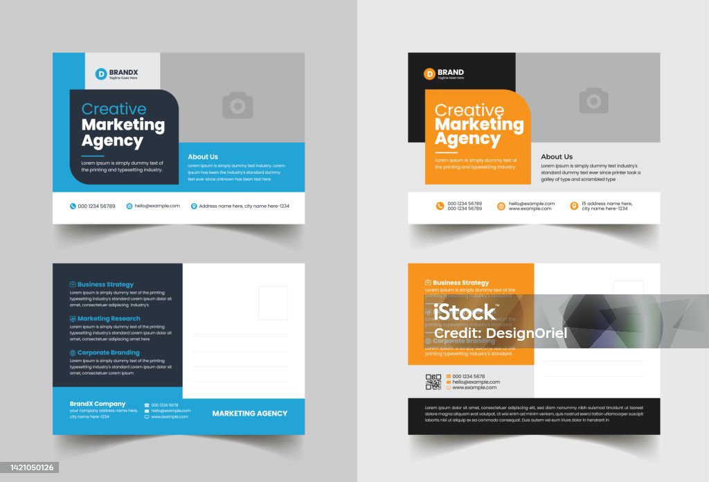 Corporate Postcard or Eddm postcard design template with blue elements - Royalty-free Modelo arte vetorial Corporate Postcard or Eddm postcard design template with blue elements - Royalty-free Modelo arte vetorial