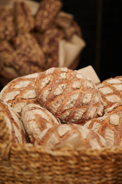 istock Freshly baked bread on the counter in a bakery 1421052349
