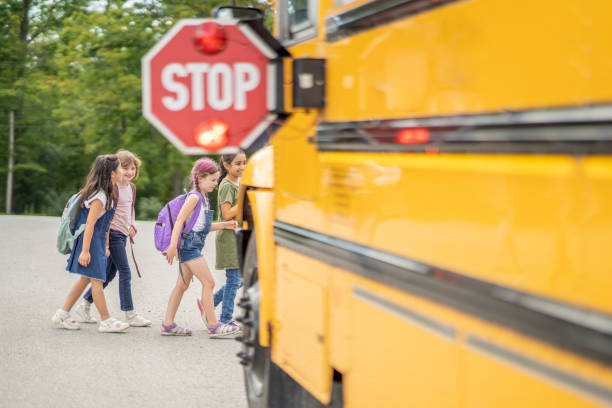 Crossing the Road to the School Bus
