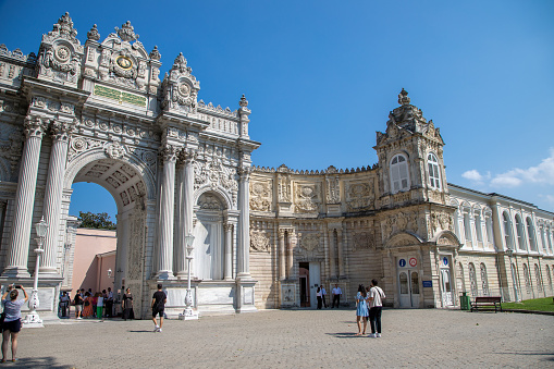 The historical Dolmabahce palace entrance gate.Istanbul,Turkey.1 September 2022