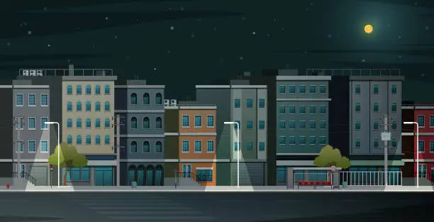 Vector illustration of City at night.