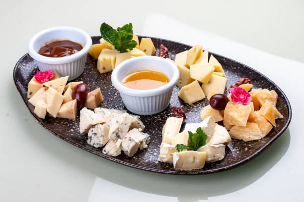istock A plate with a variety of cheeses. 1421065277