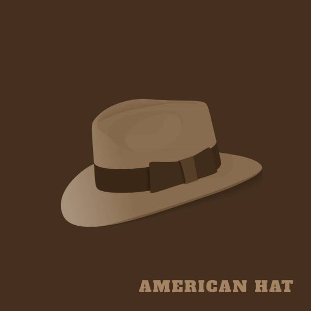 illustrations, cliparts, dessins animés et icônes de chapeau américain ou modèle de chapeau panama en couleur marron et crème - cowboy hat personal accessory equipment headdress