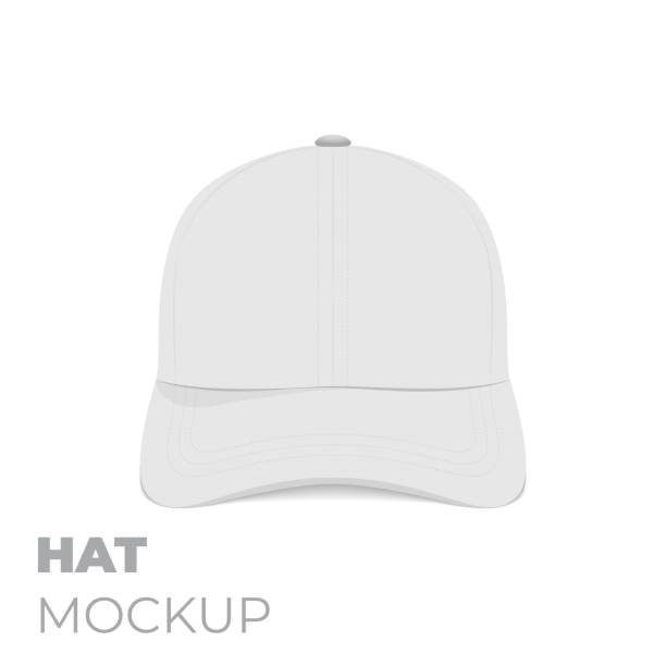 White cap template design with visor cap and front view template design White cap template design with visor cap template design cartoon of the propeller cap stock illustrations