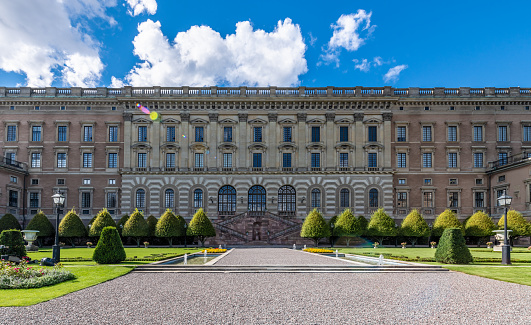 Stockholm, Sweden. 30 August 2022. Façade of The Royal Palace in Stockholm, Sweden
