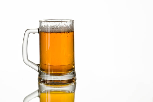 Beer mug with white background. Space for copy. stock photo