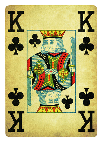 King Of Clubs Vintage playing card - Isolated (clipping path included)