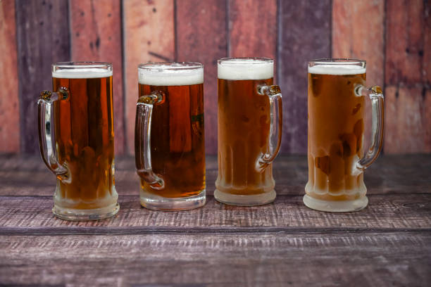 Ice cold mug of beer served in a bar