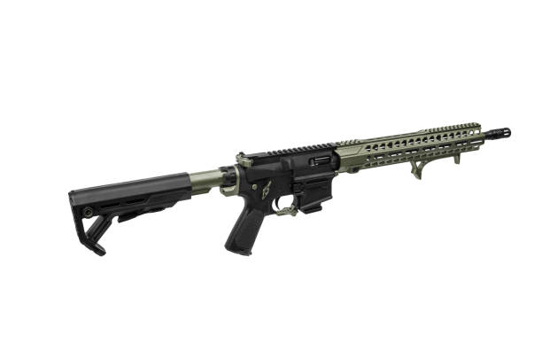 istock Modern automatic rifle isolated on white background. Weapons for police, special forces and the army. Automatic carbine. Assault rifle on white back. 1421070982