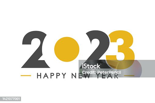 istock 2023 Happy New Year - Banner, Design Template, Logo Text Sign Isolated on White Background. Holiday Greeting Card. Vector Stock Illustration 1421077001