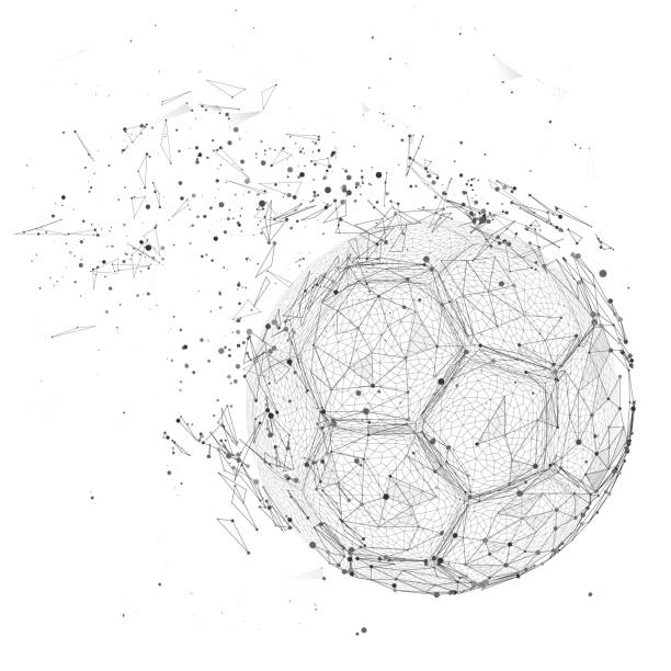 piłka nożna w nowoczesnym abstrakcyjnym stylu. rozpada się i leci rozbijając tło. - congenital stock illustrations