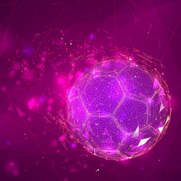 istock soccer ball in a modern abstract style. breaks up and flies crashing the background. 1421079215