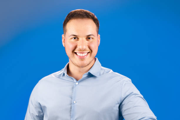 Business portrait on  blue background