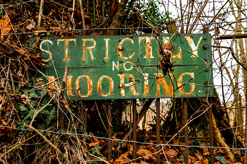 Old painted sign on the River Thames in Marlow