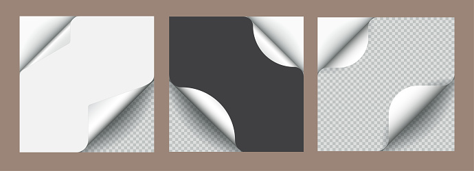 Set Of Sticker With Paper Curl With Shadow Isolated Transparency Stock ...