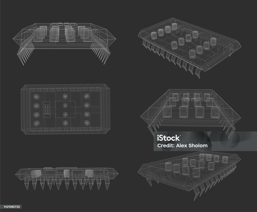 Chip Shop Vector 3d Vector Chip Set For Computer Stock Illustration - Download Image Now ...