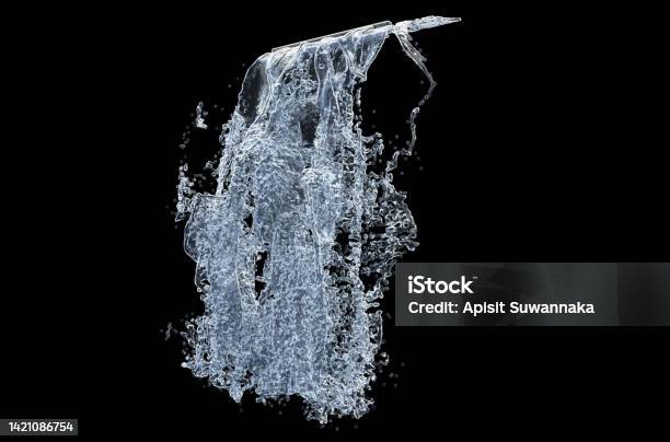 Waterfall With Droplets Stock Photo - Download Image Now - Drop, Falling, Transparent