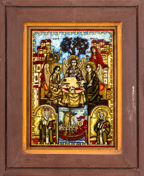 istock Naive Orthodox Framed Icon of Holy Trinity 1421086809