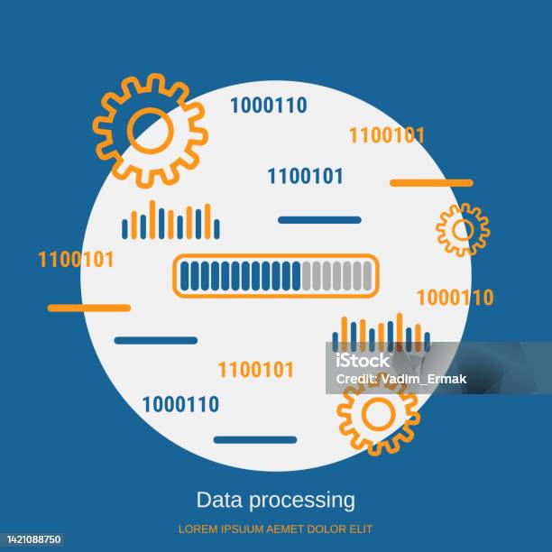 Data Processing Flat Style Vector Concept Stock Illustration - Download ...