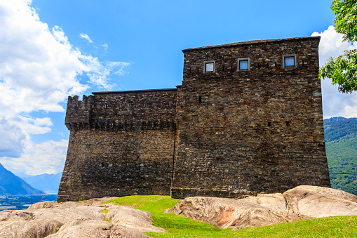 Bellinzona, Switzerland - May 26, 2022: Sasso Corbaro Castle in Bellinzona, Switzerland. UNESCO World Heritage Site