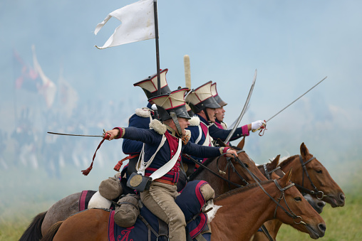 Borodino, Moscow Region - September 03 2017: Year 1812 Historic battle reconstruction