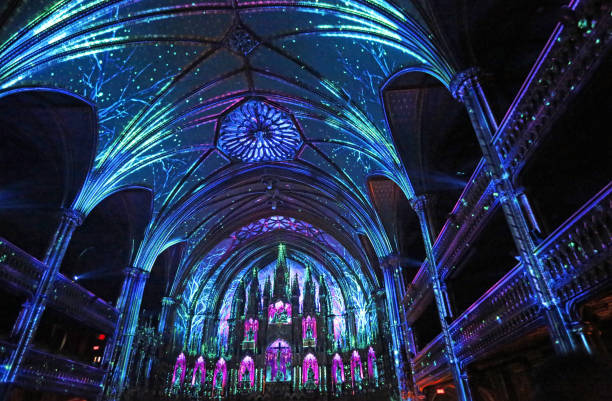 The Aura show - Notre Dame Basilica stock photo