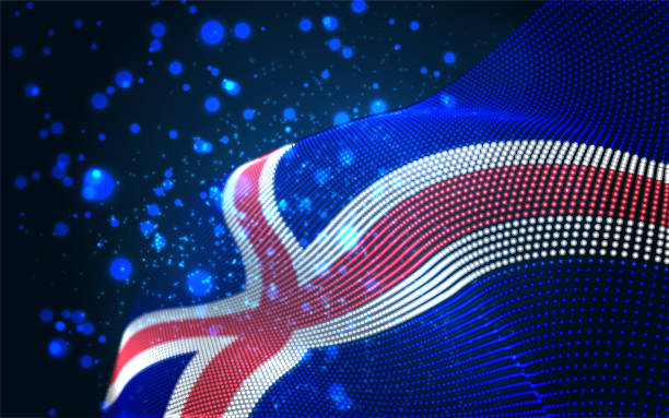 istock Vector bright glowing country flag of abstract dots. Iceland 1421104469