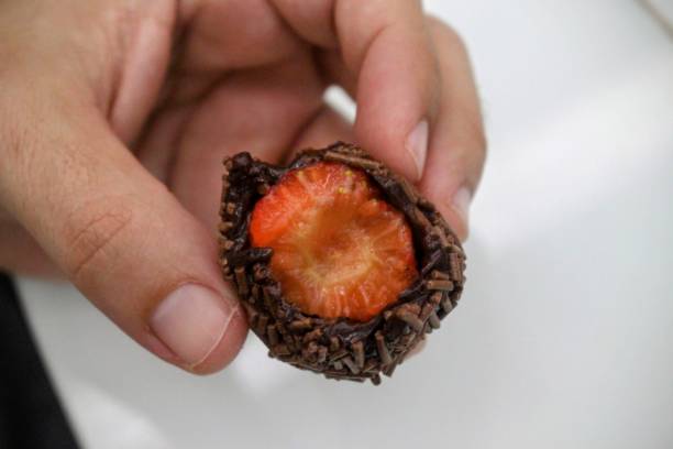 istock Strawberry with chocolate - brigadeiro's coxinha 1421106471