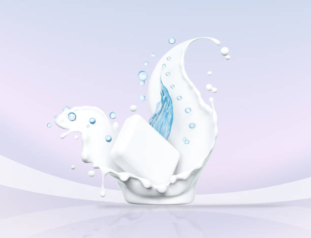 istock Soap splash isolated on white background. Soap advertisement design. 3d rendering 1421108988