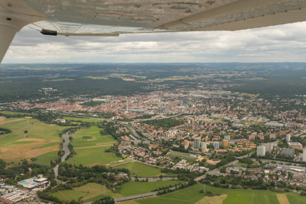 Erlangen in Germny seen from a small plane