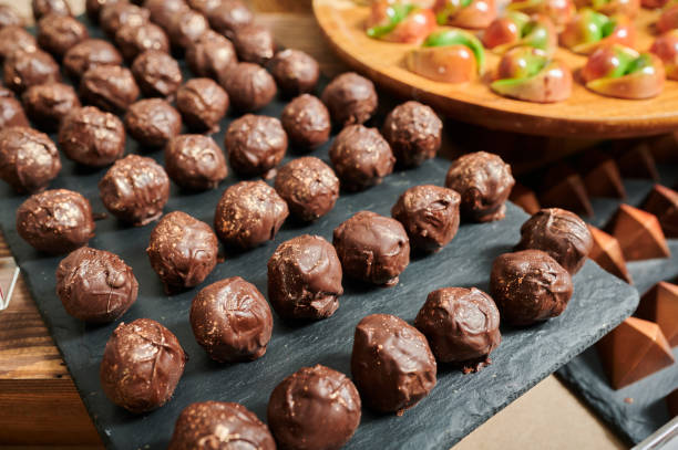 istock chocolates on a stone tray of a catering candy bar 1421114477
