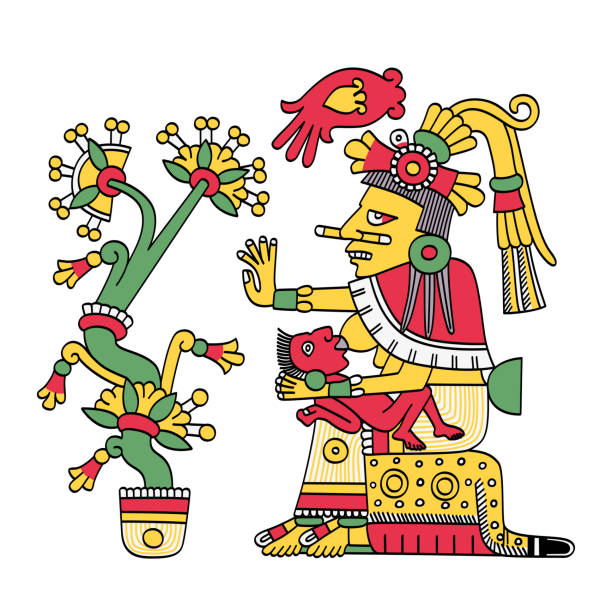 Chalchiuhtlicue, Aztec goddess of water, rivers, seas, streams, storms, and baptism, associated with fertility, and a patroness of childbirth. She of the Jade Skirt. Wife or sister of rain god Tlaloc.
