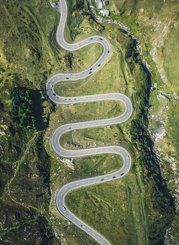 road transportation technology, mobility concept of traffic through the swiss alps, julierpass pass street