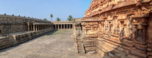istock Panoramic view of an ancient South Indian temple, India 1421117052