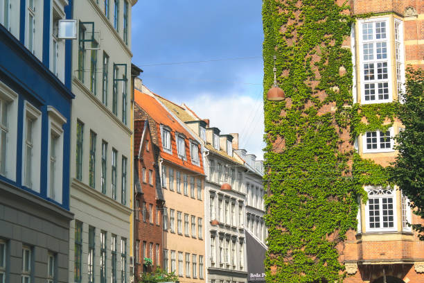 Streets of Copenhagen Houses in downtown Copenhagen, taken during a Baltic Sea cruise in August 2019. town hall square copenhagen stock pictures, royalty-free photos & images