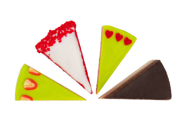 Confectionery cakes, cakes with sweets isolated on a white background
