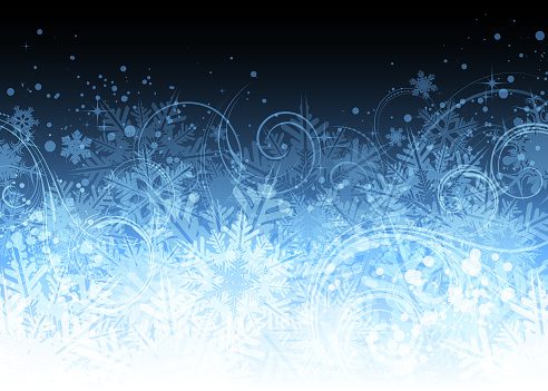 Blue Christmas vector ornate snowflake background illustration for use on festive Christmas cards and designs