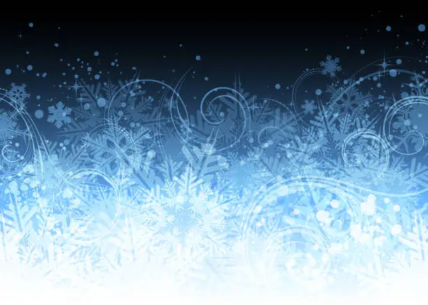 Vector illustration of Blue Christmas vector ornate snowflake background