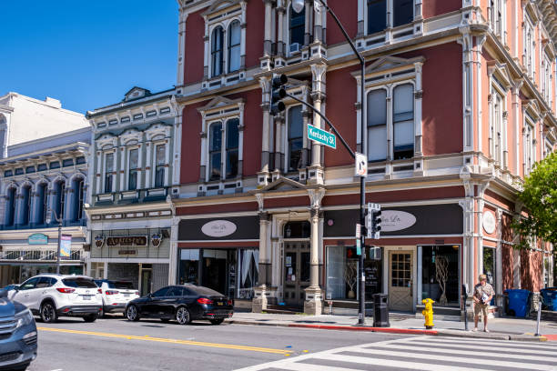 Businesses along Western Avenue - Petaluma Petaluma, CA - May 20, 2022: View along Western Avenue in Petaluma. petaluma stock pictures, royalty-free photos & images