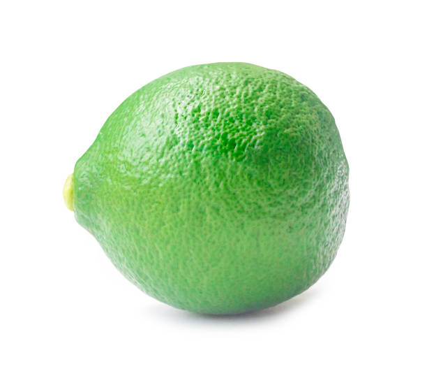 istock Single whole green lemon isolated on white background with clipping path 1421143815