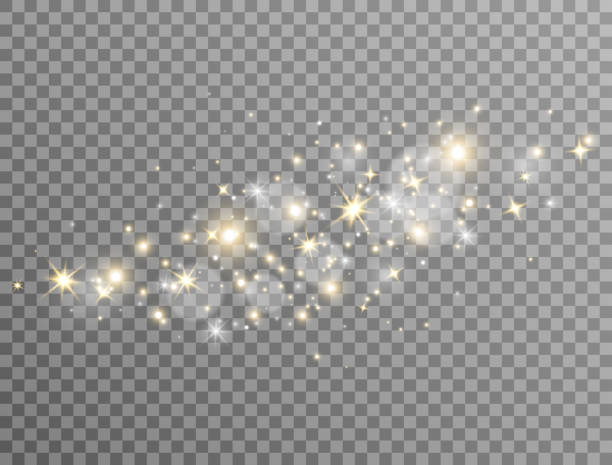 ilustrações de stock, clip art, desenhos animados e ícones de glitter light and stars wave. sparkle golden bokeh. shine luxury background. christmas holiday glow particle. white star effect. festive party design. twinkle flash. fairy bulb. vector illustration - christmas lights flash